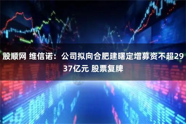 股顺网 维信诺：公司拟向合肥建曙定增募资不超2937亿元 股票复牌