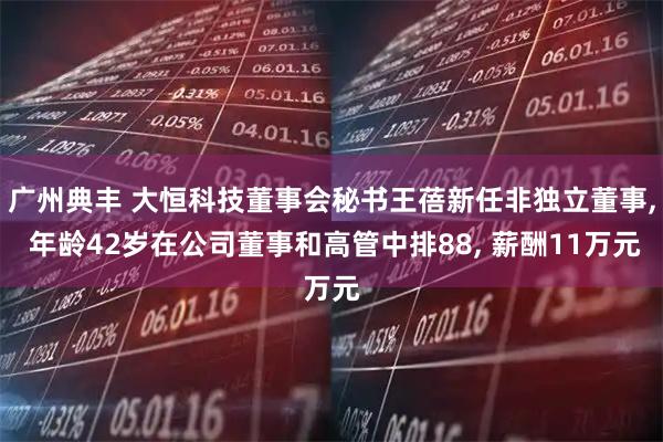 广州典丰 大恒科技董事会秘书王蓓新任非独立董事, 年龄42岁在公司董事和高管中排88, 薪酬11万元