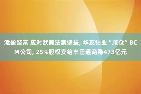 添盈聚富 应对欧美法案壁垒, 华友钴业“减仓”BCM公司, 25%股权卖给丰田通商赚473亿元